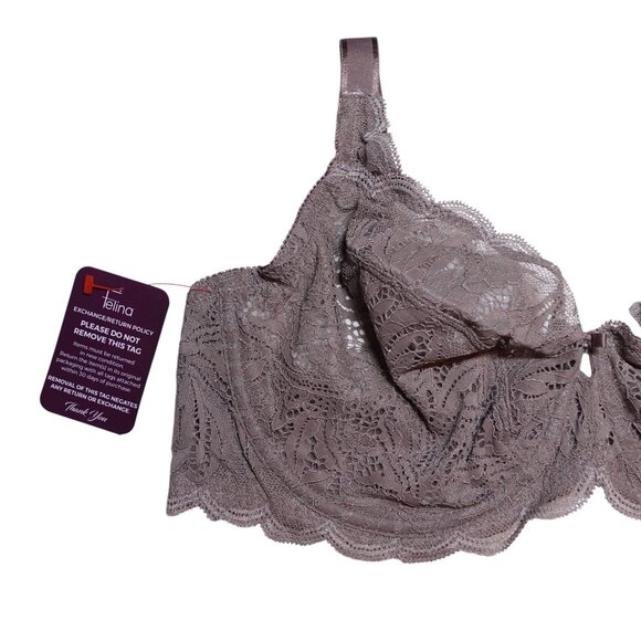 NWOT Paramour by Felina Peridot Unlined Lace Bra Sz 42C Taupe Underwired Lace - Picture 3 of 8